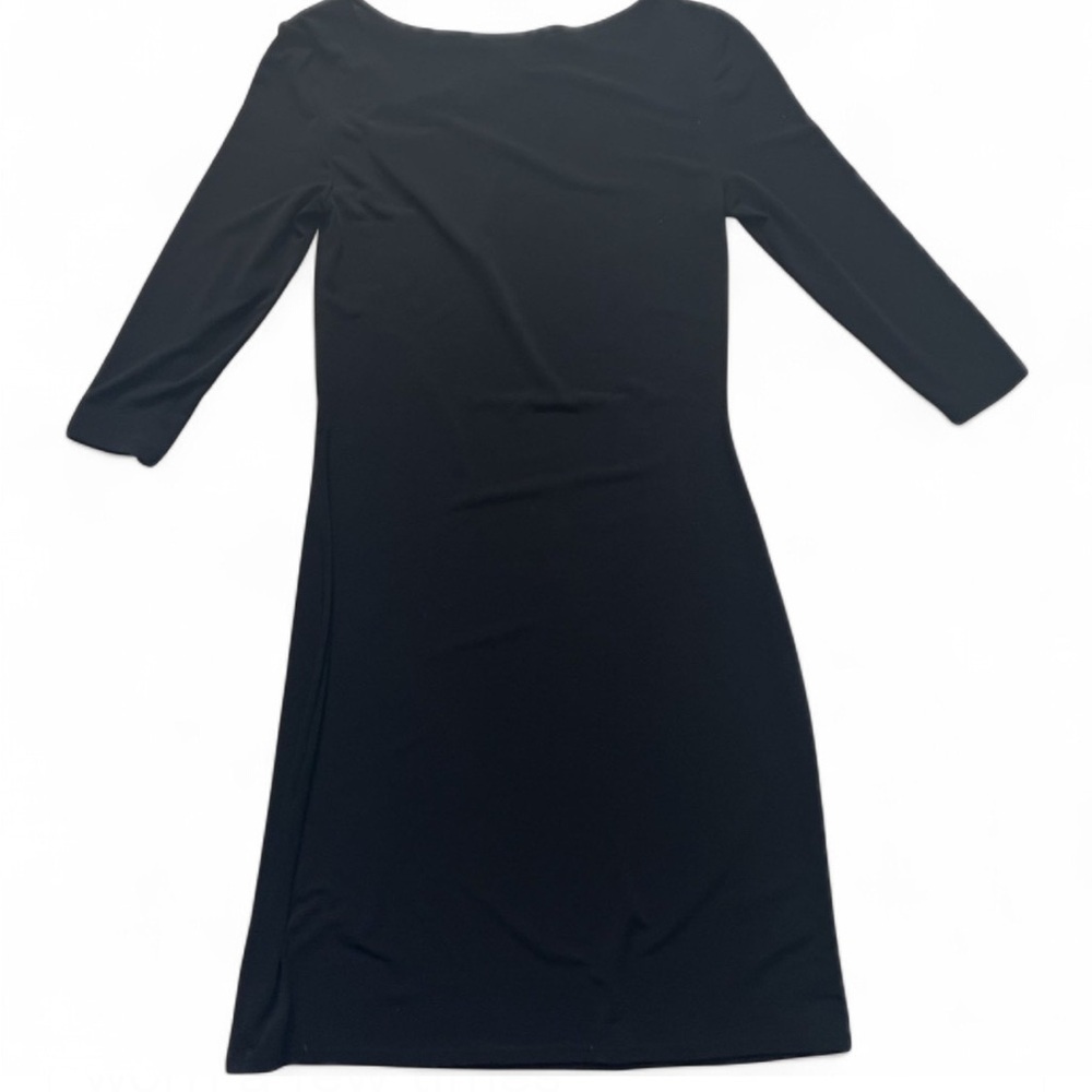White House Black Market dress, size XXS. Black with gold chain. 3/4 sleeves. - Picture 6 of 7
